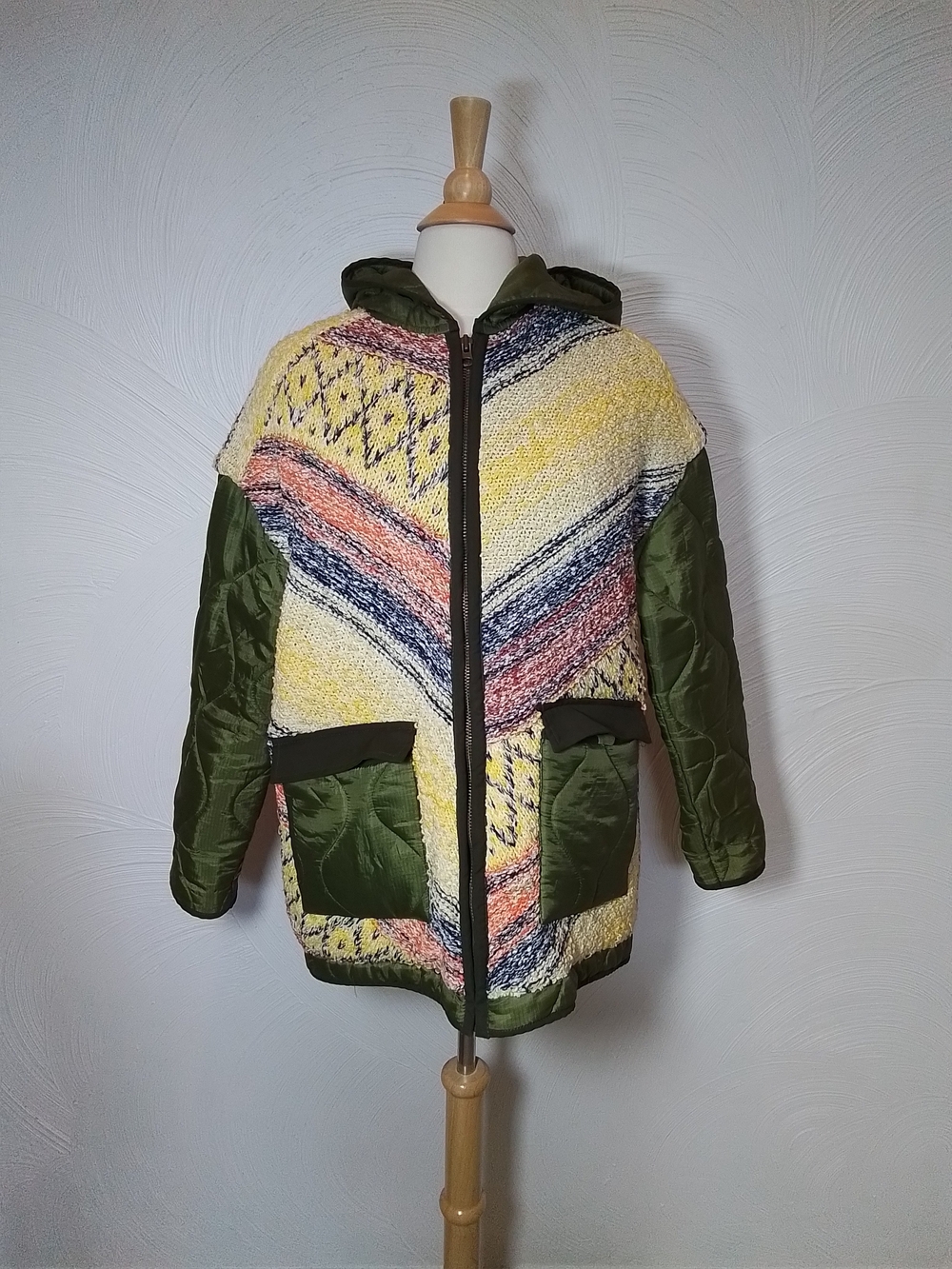 Anthropologie Pilcro Sweater Knit Quilted Puffer Coat Size XS
